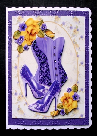 Pretty Purple Basque with Yellow Roses A4 by Jennifer (Jaye) Smith-Kirk