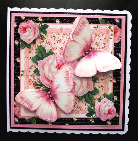 Pink Rose Butterflies Card Front Kit by Jennifer (Jaye) Smith-Kirk