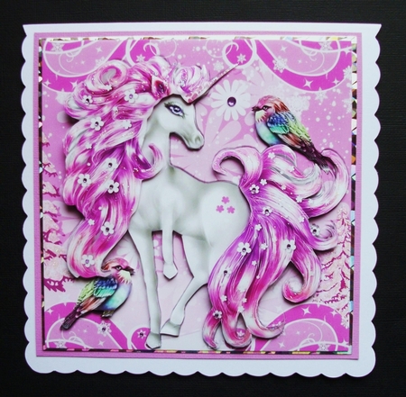 Pretty Fantasy Pink Unicorn with Little Birds 8x8 Mini Kit by Jennifer (Jaye) Smith-Kirk