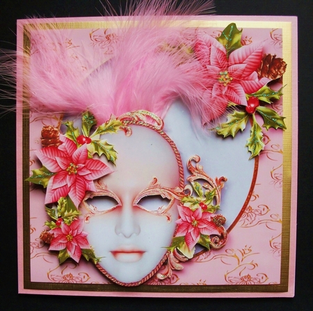 Pink Poinsettia Christmas Masque by Jennifer (Jaye) Smith-Kirk