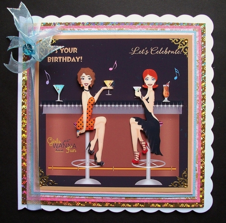 Birthday Card for Party Girl with Bar Cocktails by Jennifer (Jaye) Smith-Kirk
