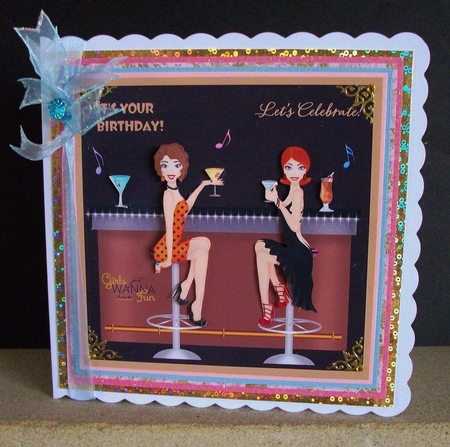Birthday Card for Party Girl with Bar Cocktails by Jennifer (Jaye) Smith-Kirk