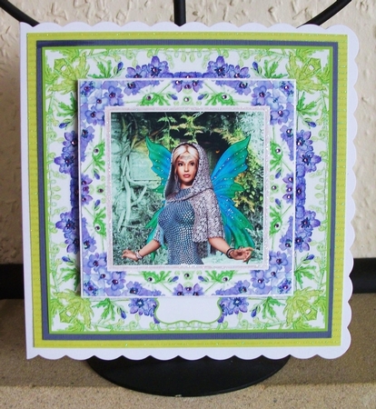 Delphinium Fairy Fae - 7" x 7" Card Topper with Decoupage by Jennifer (Jaye) Smith-Kirk