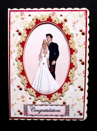 Congratulations Bride and groom in Burgandy Oval by Jennifer (Jaye) Smith-Kirk
