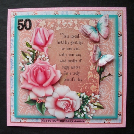 The Pink Rose Birthday Verse Card Front Kit  by Jennifer (Jaye) Smith-Kirk