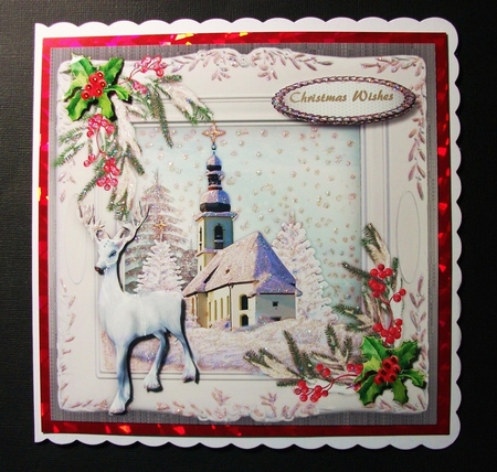 Beautiful Stag and Christmas Church  by Jennifer (Jaye) Smith-Kirk