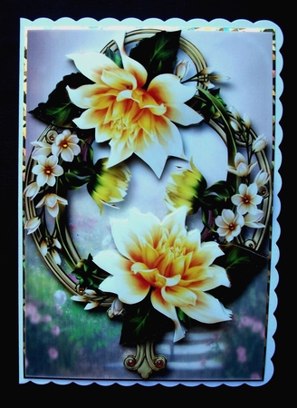 Yellow Dahlias On Golden Frame by Jennifer (Jaye) Smith-Kirk