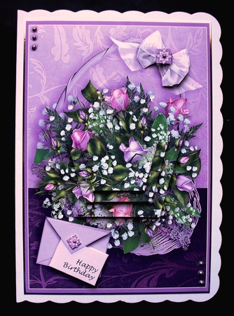Rose Bouquet in a Lavender Basket, Polygon Pyramage by Jennifer (Jaye) Smith-Kirk