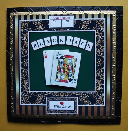 Blackjack - The Winning Hand - 8 x 8 Fun Card Topper With Decoupage - Male or Female by Jennifer (Jaye) Smith-Kirk
