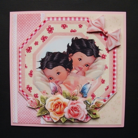 Baby Girl Twins Ethinic Card Front Kit by Jennifer (Jaye) Smith-Kirk