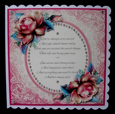 Birthday Verse Floral Pink by Jennifer (Jaye) Smith-Kirk