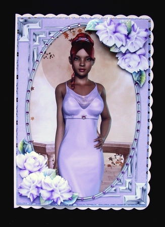 Ethnic Lady in an Elegant Lilac Dress and Roses by Jennifer (Jaye) Smith-Kirk