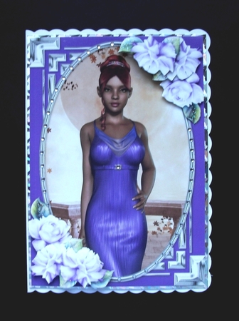 Ethnic Lady in an Elegant Purple Dress and Roses by Jennifer (Jaye) Smith-Kirk