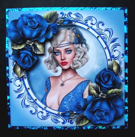 Portrait Of A Beauty - Deep Blue Roses by Jennifer (Jaye) Smith-Kirk