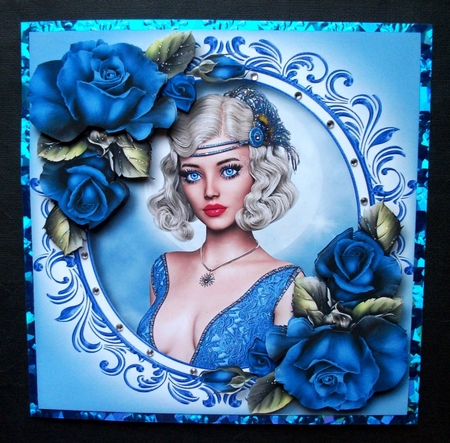 Portrait Of A Beauty - Deep Blue Roses by Jennifer (Jaye) Smith-Kirk