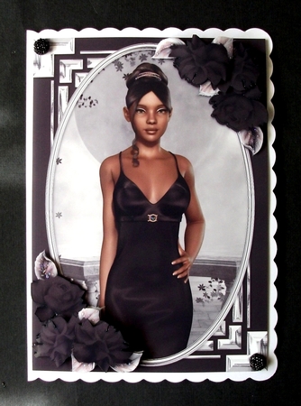 Ethnic Lady in an Elegant Black Dress and Roses by Jennifer (Jaye) Smith-Kirk