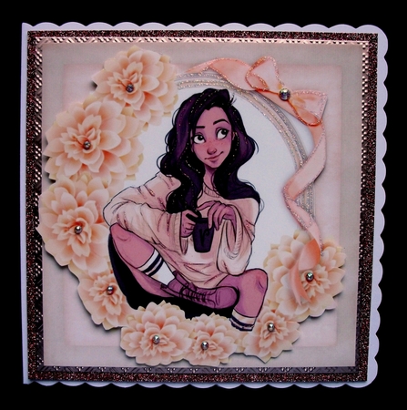 Beautiful Ethnic Girl With Orange Flowers 8x8 by Jennifer (Jaye) Smith-Kirk