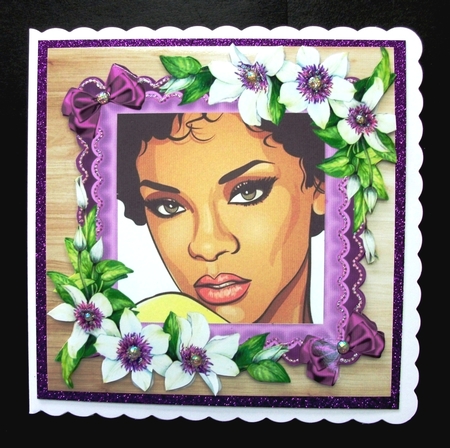 Beautiful Ethnic Girl With Purple Flowers 8x8 by Jennifer (Jaye) Smith-Kirk