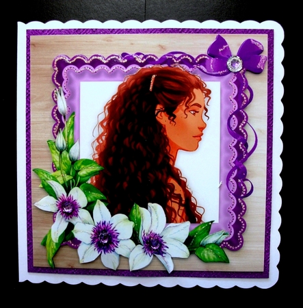 Beautiful Ethnic Girl With Lilac Flowers 8x8 by Jennifer (Jaye) Smith-Kirk
