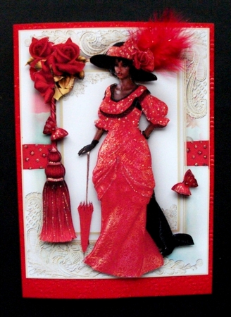 A5 Ethnic Edwardian Lady In Red Topper by Jennifer (Jaye) Smith-Kirk