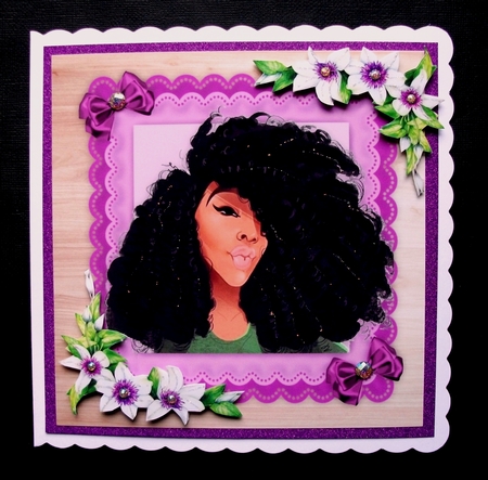 Beautiful Lady With Black Frizzy Hair 8x8 by Jennifer (Jaye) Smith-Kirk