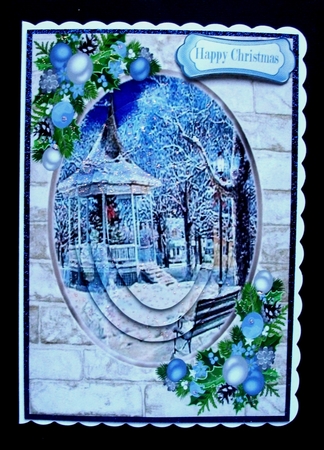 Vintage Memories of the past in pretty snow scene oval pyramids by Jennifer (Jaye) Smith-Kirk