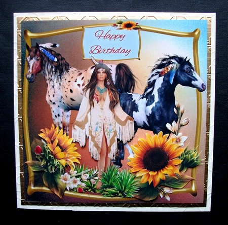 TOPPER CARD DECOUPAGE AND ENVELOPE - LACOTA PRINCESS - AMERICAN INDIAN by Jennifer (Jaye) Smith-Kirk