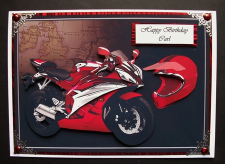 Red Motorbike Decoupage, Birthday, Passing Test by Jennifer (Jaye) Smith-Kirk