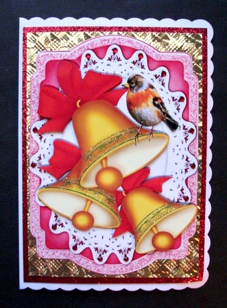 4 Lovely Bracket cards with christmas bells, robins and a verse mini kit by Jennifer (Jaye) Smith-Kirk
