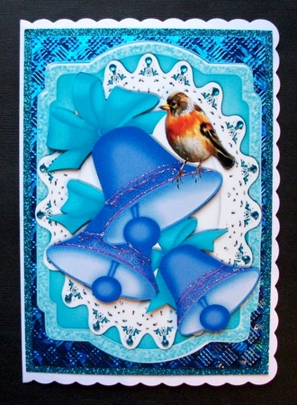 4 Lovely Bracket cards with christmas bells, robins and a verse mini kit by Jennifer (Jaye) Smith-Kirk