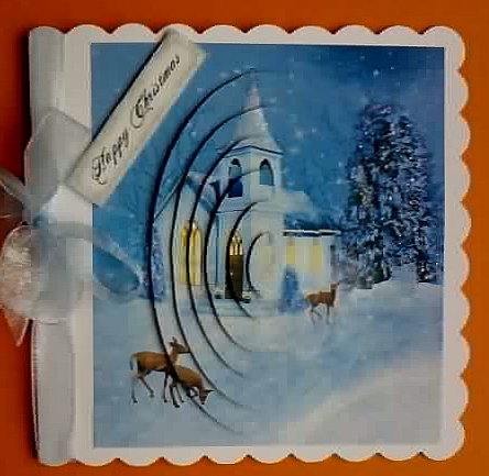 Snow Scene of a Church, Oval Pyramids by Jennifer (Jaye) Smith-Kirk