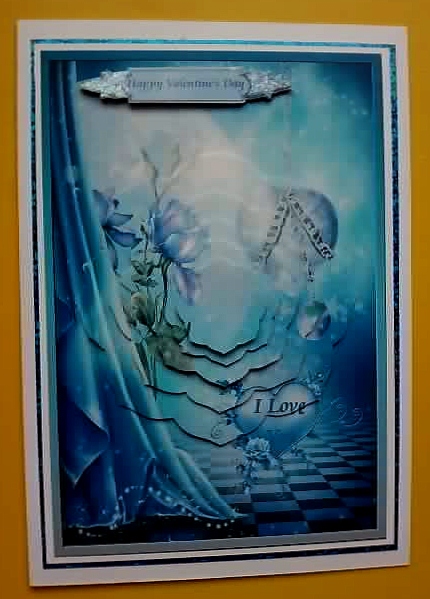 Valentines Blue Jearts and Roses Flower Shaped Pyramid by Jennifer (Jaye) Smith-Kirk