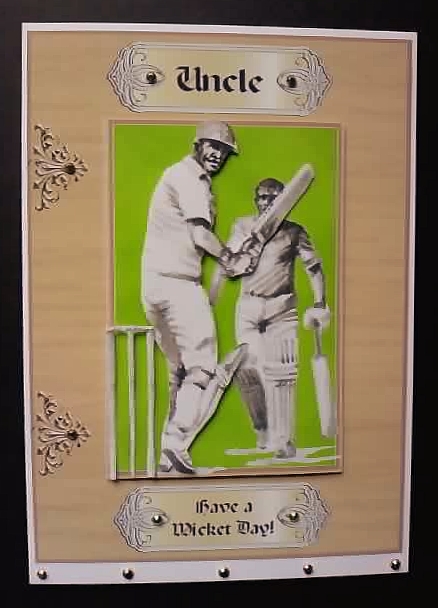 Have a Wicket Day, Cricket Card Front & Decoupage by Jennifer (Jaye) Smith-Kirk