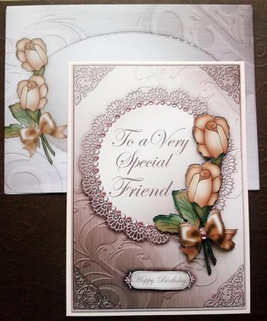 A5 Roses and Metallic Lace Kit with 3D Decoupage by Jennifer (Jaye) Smith-Kirk