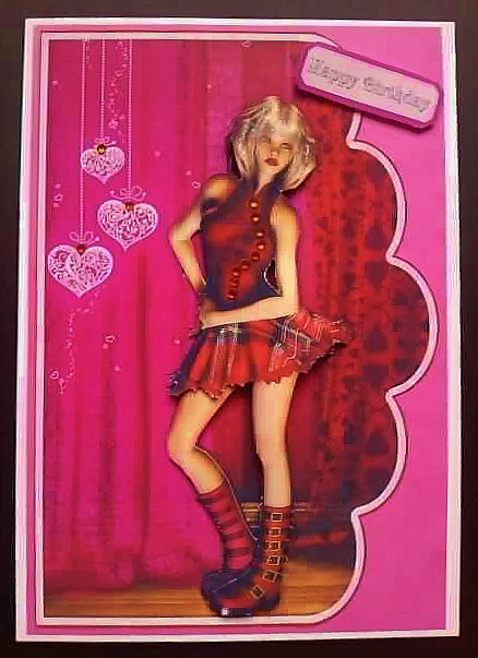Red and Pink Card Front by Jennifer (Jaye) Smith-Kirk