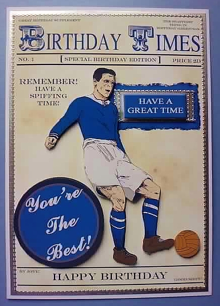 Blue Vintage Footballer (godson's Birthday) - A5 by Jennifer (Jaye) Smith-Kirk
