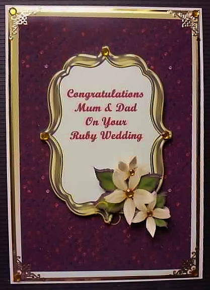 Ruby Wedding - Flowersd in Gold Bracket Frame by Jennifer (Jaye) Smith-Kirk