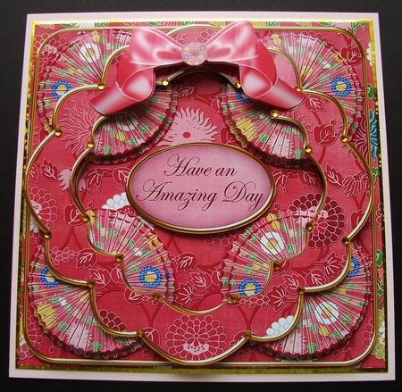 Red Oriental Flower Amazing Day 3D Rosette 8in Kit by Jennifer (Jaye) Smith-Kirk