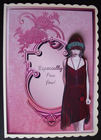 Vintage Flapper Lady Red Dress Card Front by Jennifer (Jaye) Smith-Kirk