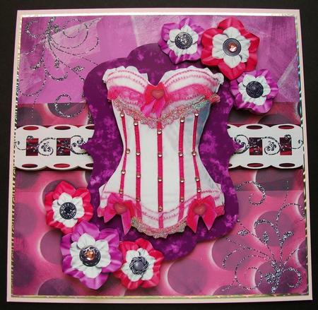 Frilly Corset 8x8 Decoupage Extras - Hot Pink & Purple by Jennifer (Jaye) Smith-Kirk