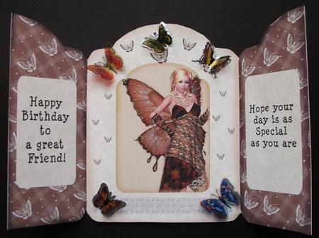 Trifold Beautiful Gal and Butterflies by Jennifer (Jaye) Smith-Kirk