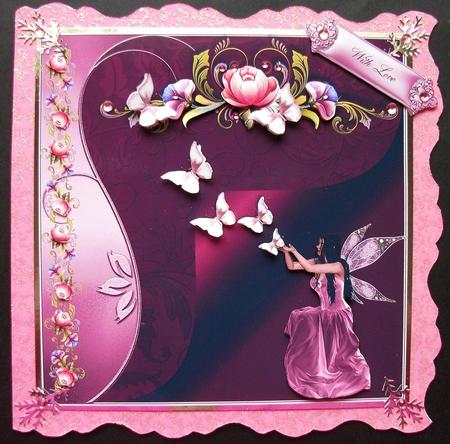 Fairy Flutters with Pink Flora Card Topper by Jennifer (Jaye) Smith-Kirk