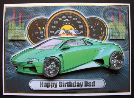 Happy Birthday Dad Lamborghini Embolado Green by Jennifer (Jaye) Smith-Kirk