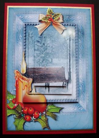 Lovely Snowy Christmas Scene in Lace Frame Pyramid by Jennifer (Jaye) Smith-Kirk