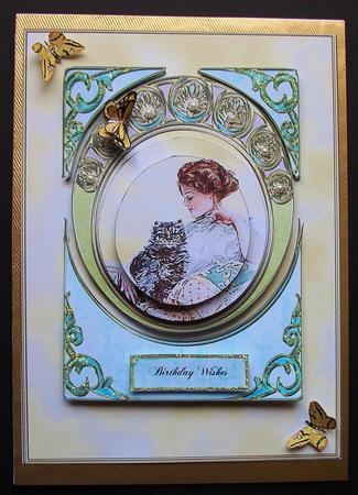 Mucha Influenced Fischer Lady with Cat by Jennifer (Jaye) Smith-Kirk