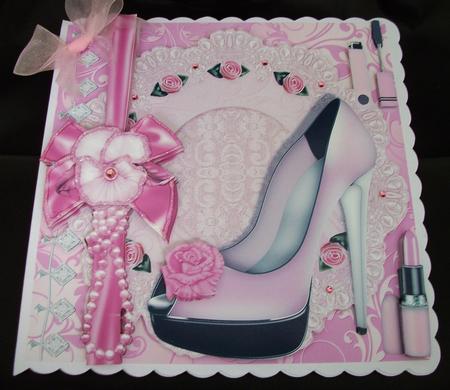 Pink Rose Peep Toe Shoe Card Topper by Jennifer (Jaye) Smith-Kirk
