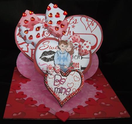 Be Mine Triple Heart Easel Card & Envelope by Jennifer (Jaye) Smith-Kirk