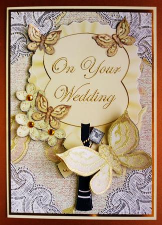 Cream Wedding Folded Pretty Vintage Fan Card by Jennifer (Jaye) Smith-Kirk