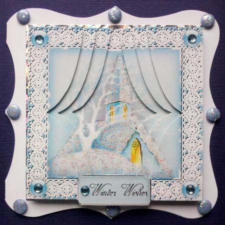 Snowy Christmas Church - Shaped Side Stacker by Jennifer (Jaye) Smith-Kirk