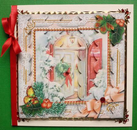 Welcome Door Holly 5inch Square Scalloped 2 Side Stacker by Jennifer (Jaye) Smith-Kirk
